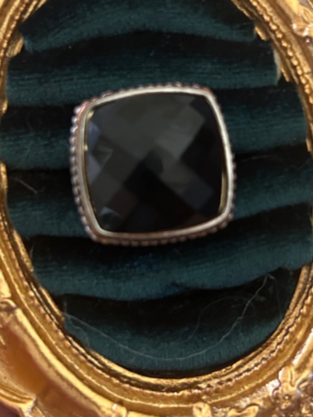 & Other Stories Black Cushion-Cut Stone Silver-Tone Ring